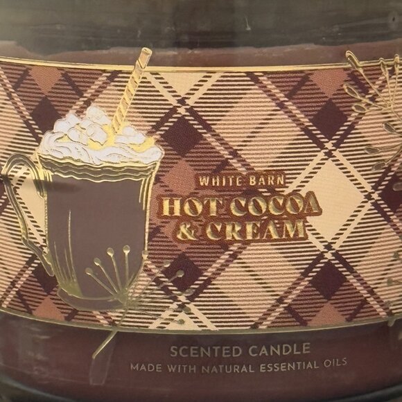 BBW Hot Cocoa & Cream White Barn Bath & Body Works 3 Wick Candle - Picture 3 of 10